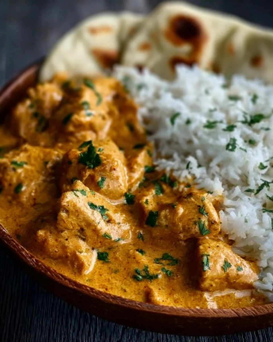 Easy Homemade Chicken Korma with Flatbread or Rice