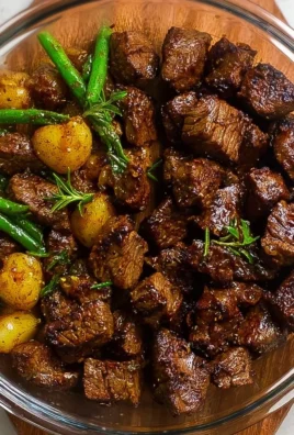 Delicious garlic balsamic steak bites served on a platter.