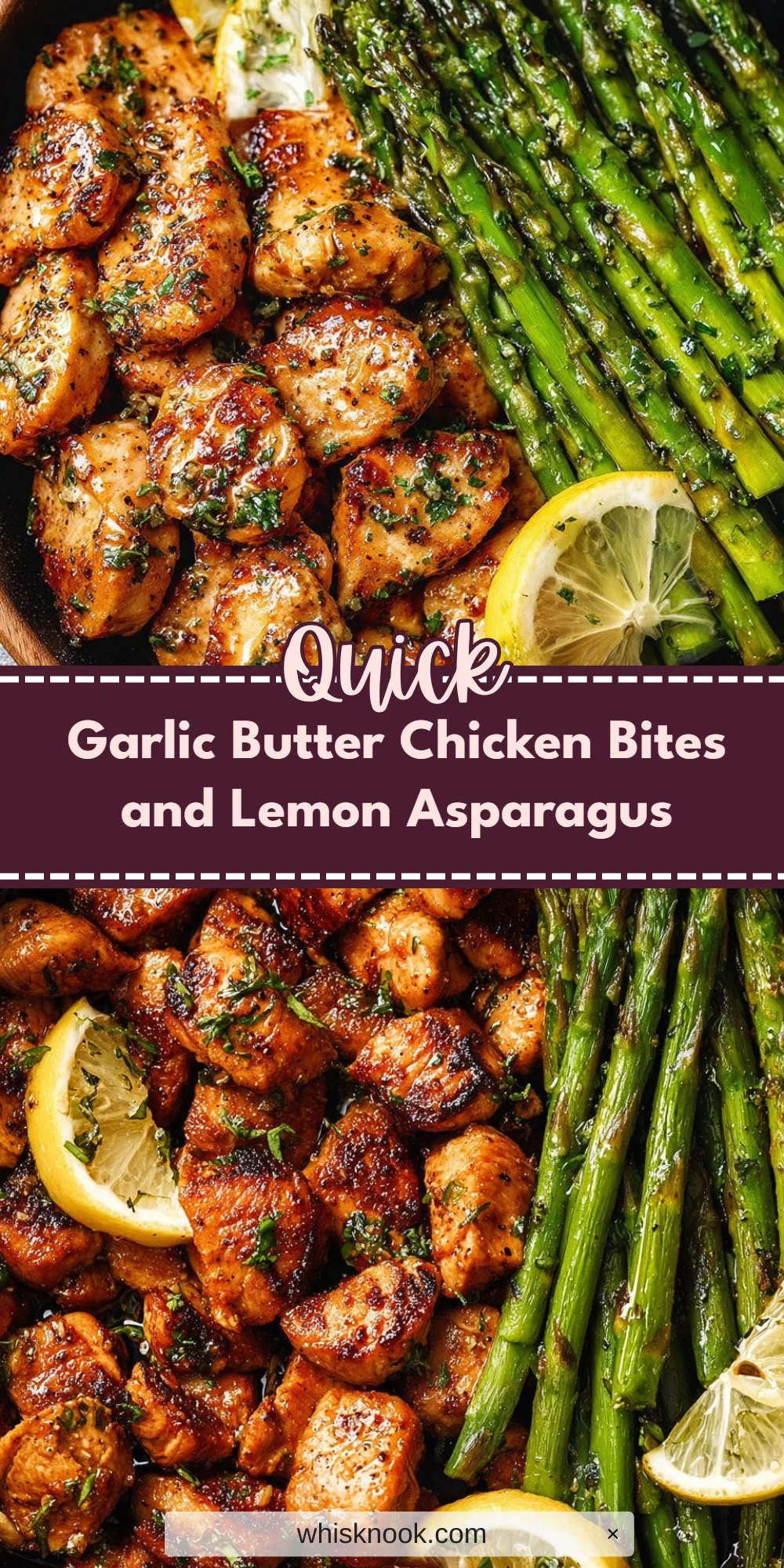 Garlic Butter Chicken Bites and Lemon Asparagus