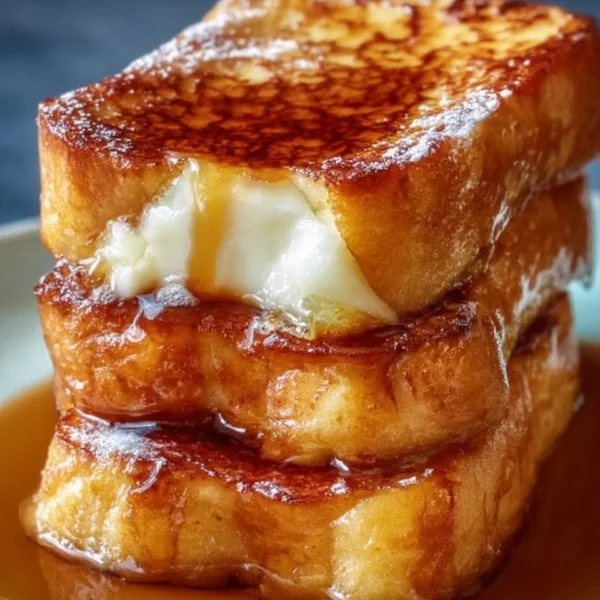 Delicious Hawaiian Roll French Toast served with syrup and fresh fruit