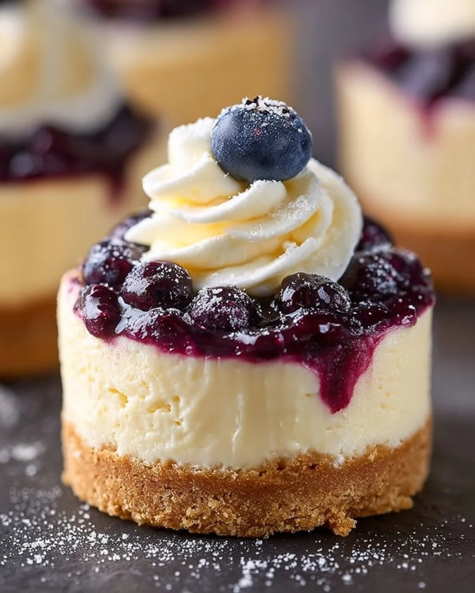 Healthy Mini Lemon Blueberry Cheesecakes