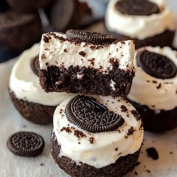 Healthy no-bake Oreo cheesecake bites on a plate, ready to enjoy.
