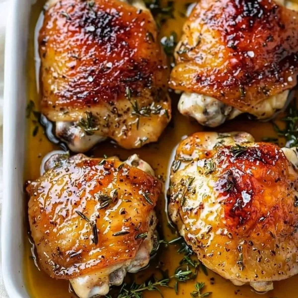Delicious Herbed Honey Mustard Chicken dish garnished with fresh herbs.