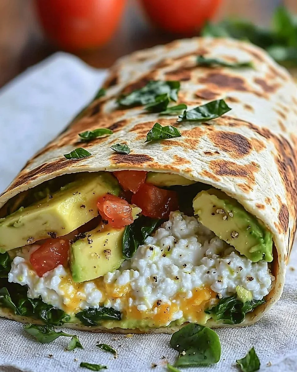 High-Protein Breakfast Wrap with Cottage Cheese and Avocado