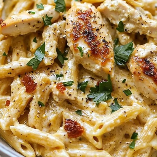 Delicious Marry Me Chicken Pasta with creamy sauce and tender chicken pieces