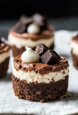 Mini triple chocolate cheesecakes served on a plate