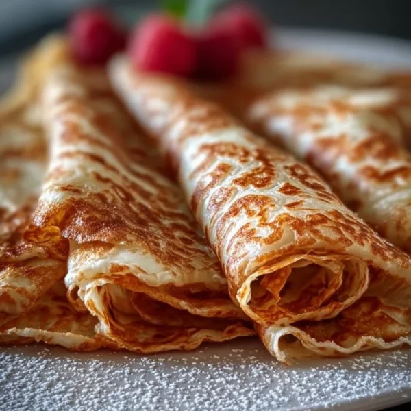 Delicious oatmeal crepes served with fresh fruits and maple syrup.