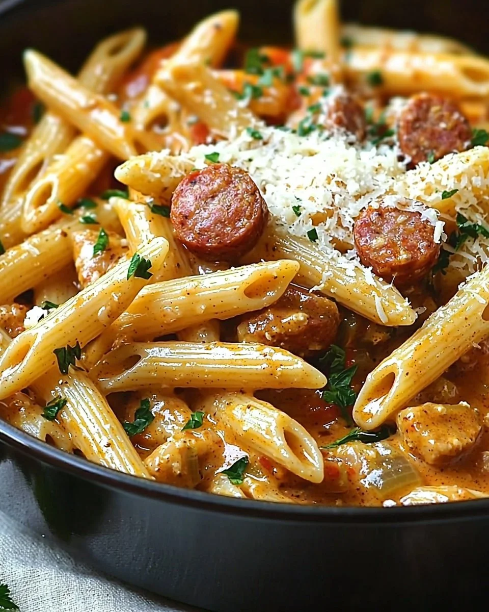 One-Pot Creamy Spicy Cajun Sausage Pasta