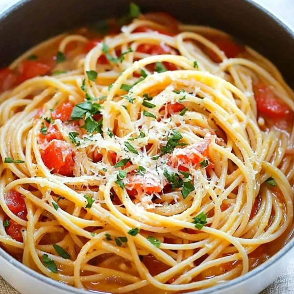 Delicious One Pot Pasta dish served in a bowl with fresh herbs