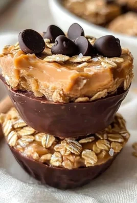 Peanut Butter Oat Cups with chocolate drizzle on a plate