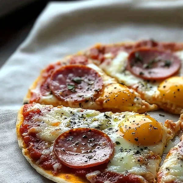Delicious Pizza Eggs served on a plate with vibrant toppings.