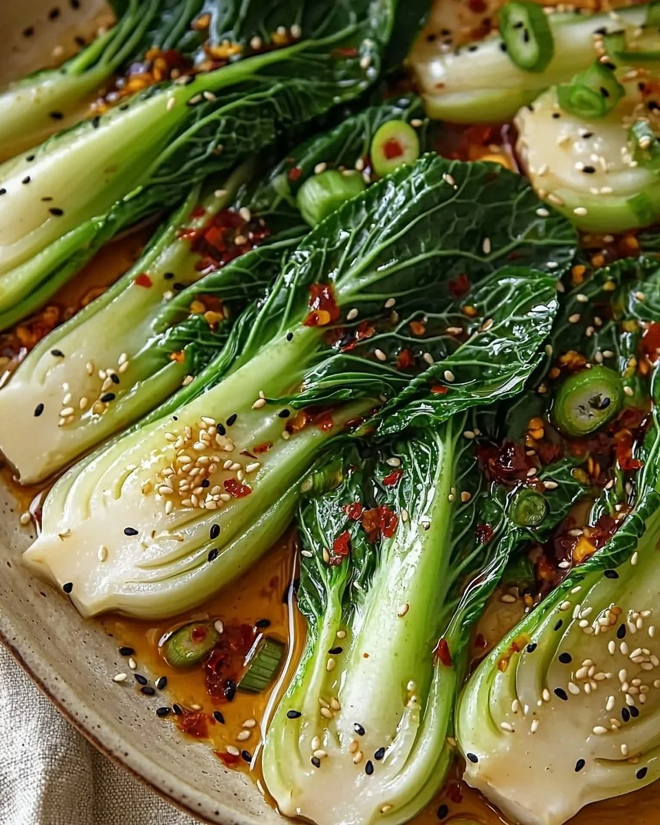 Quick Bok Choy with Ginger Chili Sauce