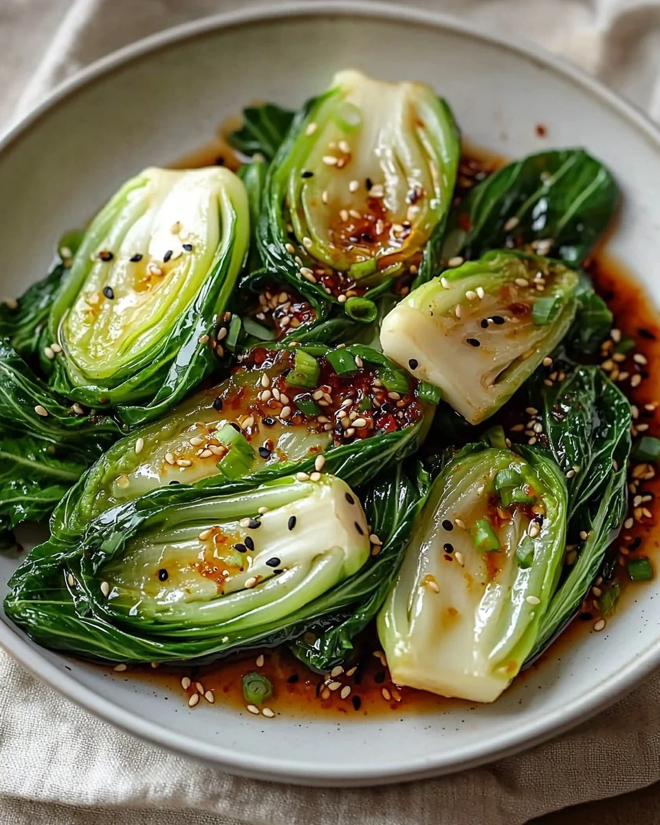 Quick Bok Choy with Ginger Chili Sauce Recipe | Easy Healthy Side Dish