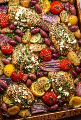 Sheet Pan Greek Chicken with vibrant vegetables and herbs