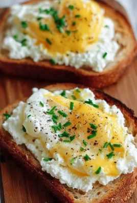 Delicious egg ricotta toast topped with fresh herbs and spices