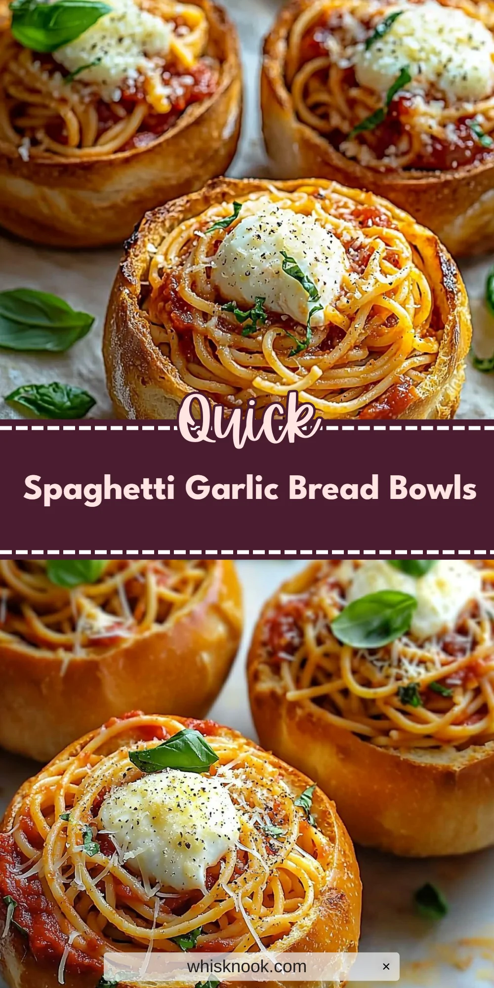 Spaghetti Garlic Bread Bowls