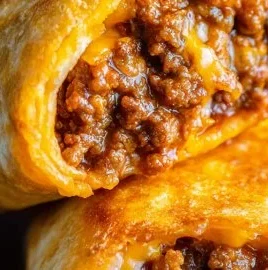 Delicious homemade Beef Chimichangas with melted cheese