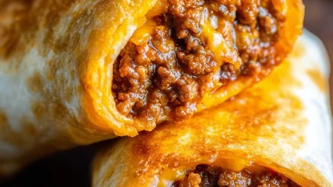 Delicious homemade Beef Chimichangas with melted cheese