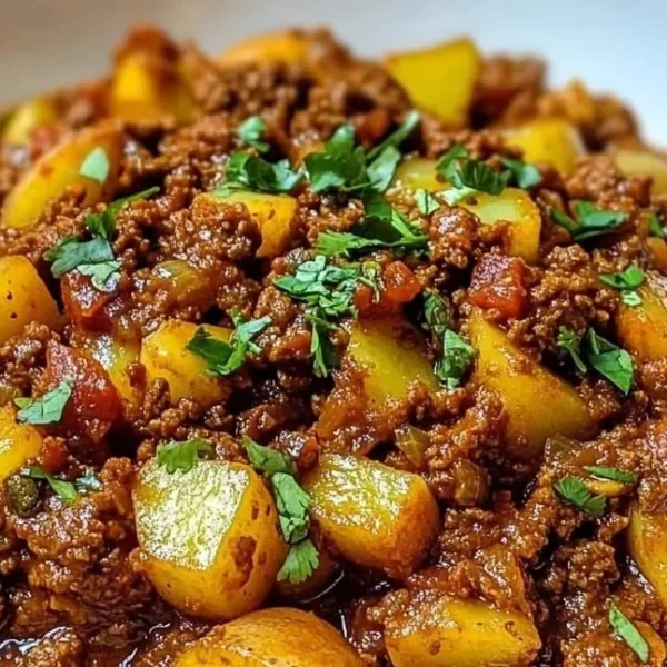 A dish featuring potato mince creatively prepared.