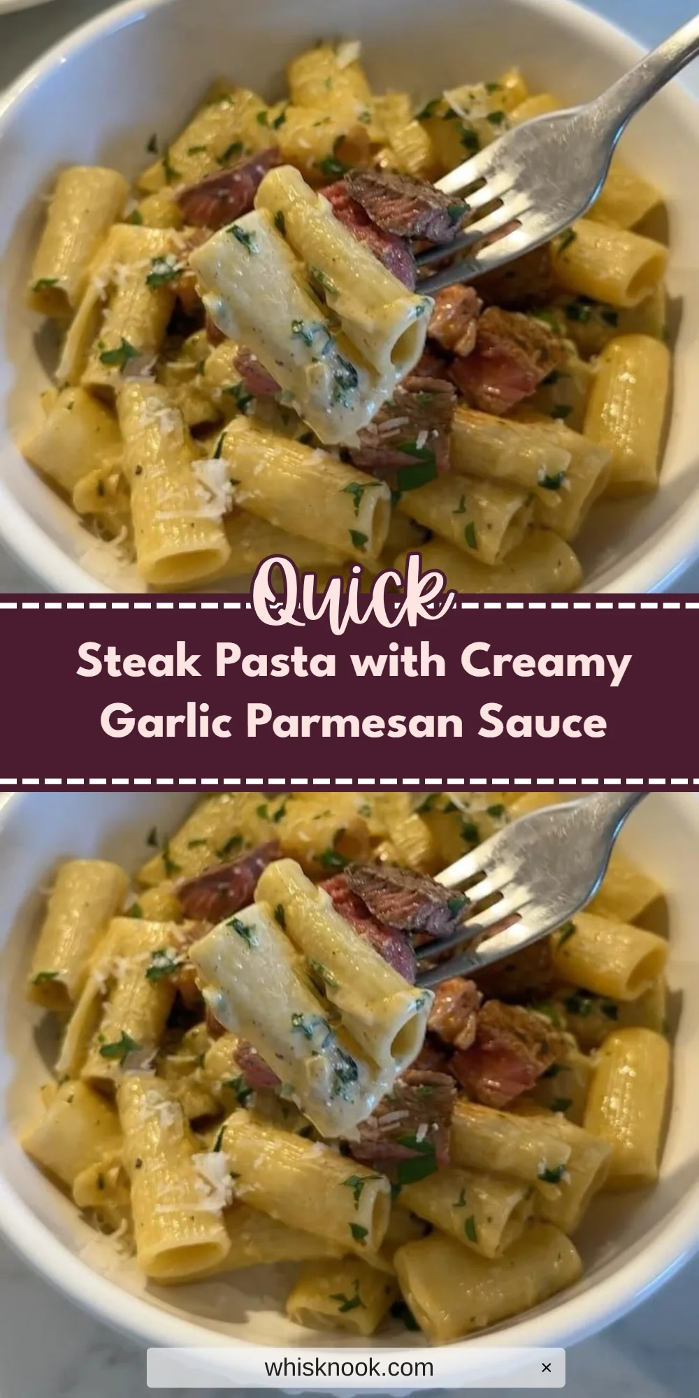 Steak Pasta with Creamy Garlic Parmesan Sauce