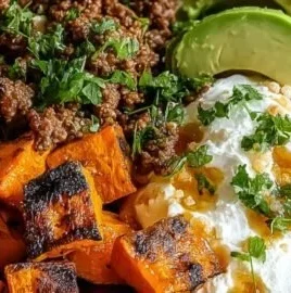 Ground Beef Hot Honey Bowl with vibrant ingredients and flavorful sauce