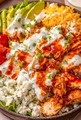 Delicious Buffalo Chicken Protein Bowl filled with healthy ingredients