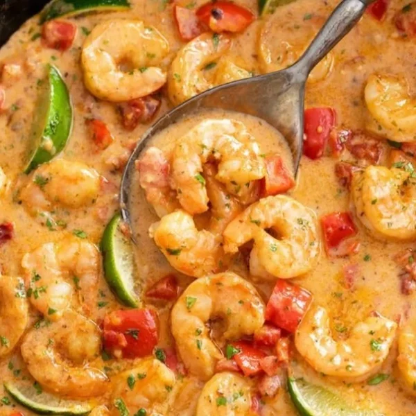 Delicious Cajun shrimp served with spices and herbs, a flavorful seafood dish