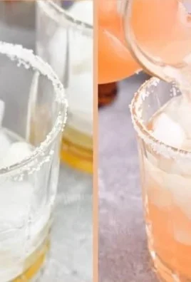 Glass of Classic Paloma Cocktail with grapefruit garnish and tequila.
