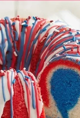 Festive Firecracker Red, White and Blue Cake for celebrations