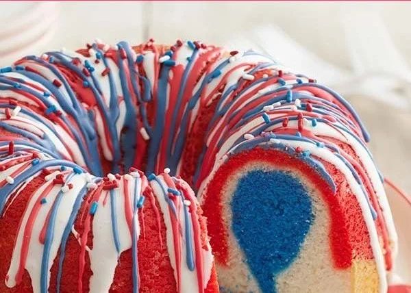 Firecracker Red, White and Blue Cake