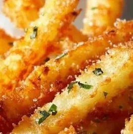Golden crispy French fries served in a bowl