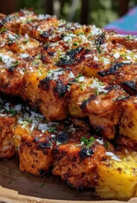 Grilled Pineapple Chicken Skewers ready for a 4th of July BBQ