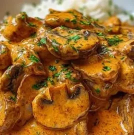 Delicious Hungarian Mushroom Paprikash served with traditional spices and mushrooms