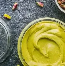 Delicious homemade Italian-style pistachio cream in a jar
