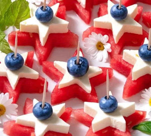 Patriotic Watermelon Feta Skewers