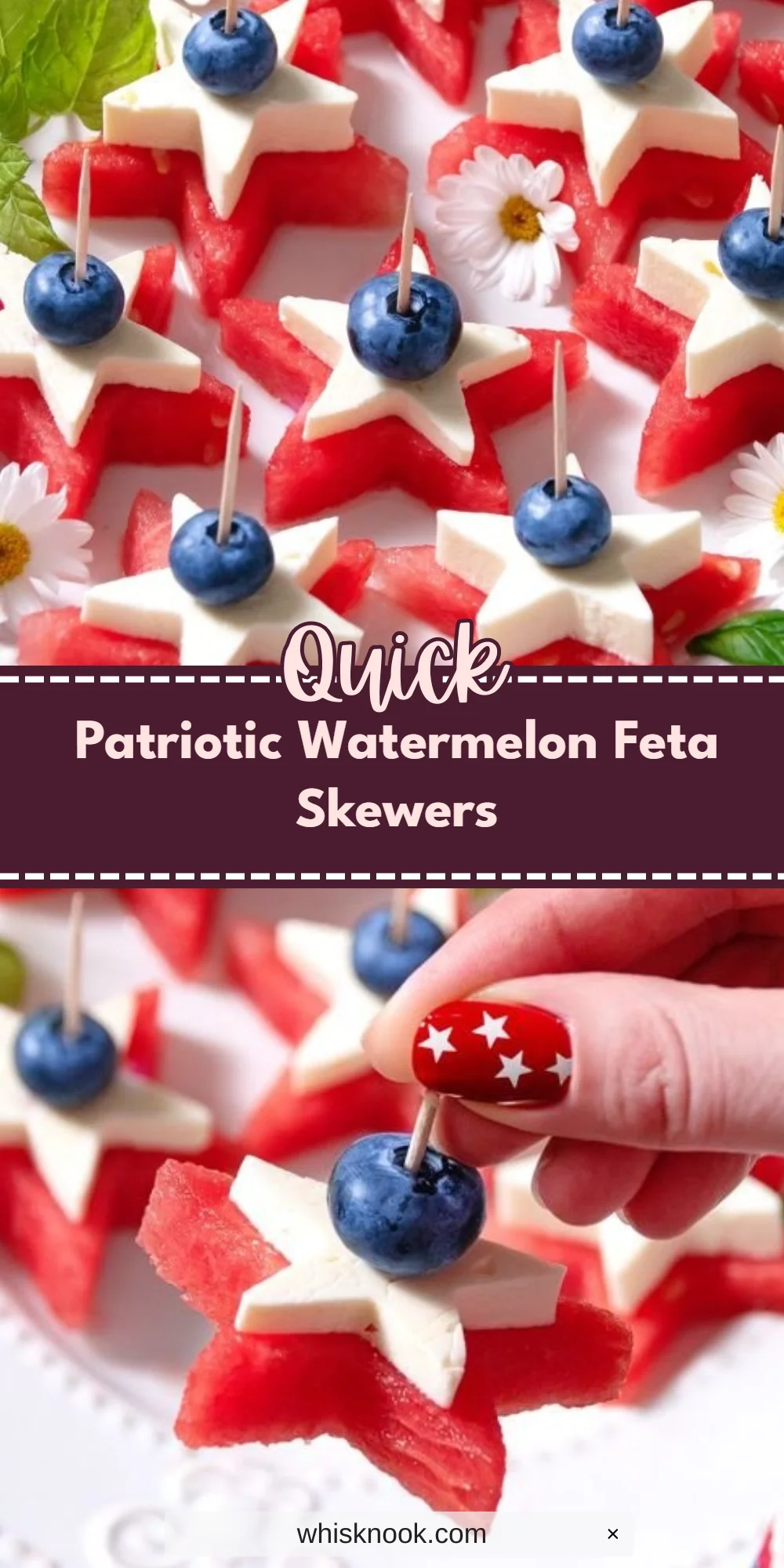 Patriotic Watermelon Feta Skewers