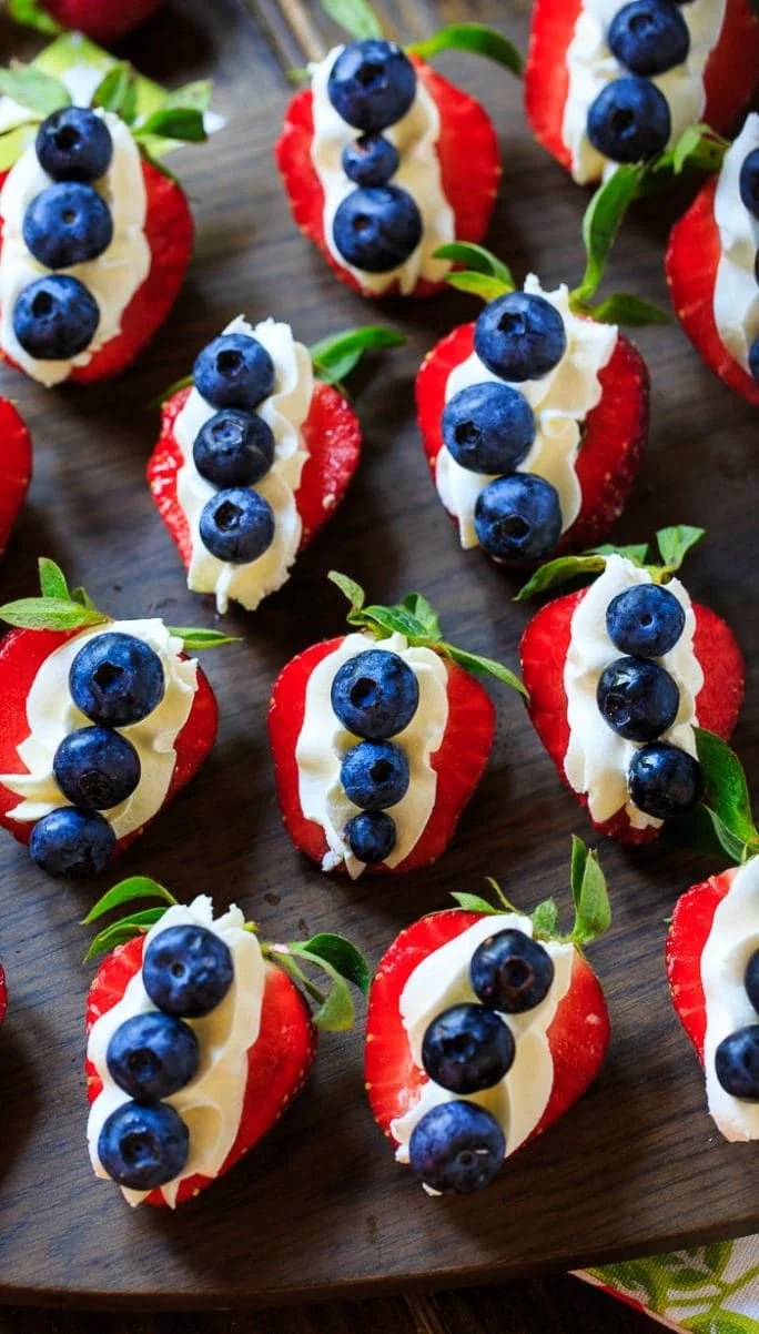 Red, White, and Blue Cheesecake Strawberries