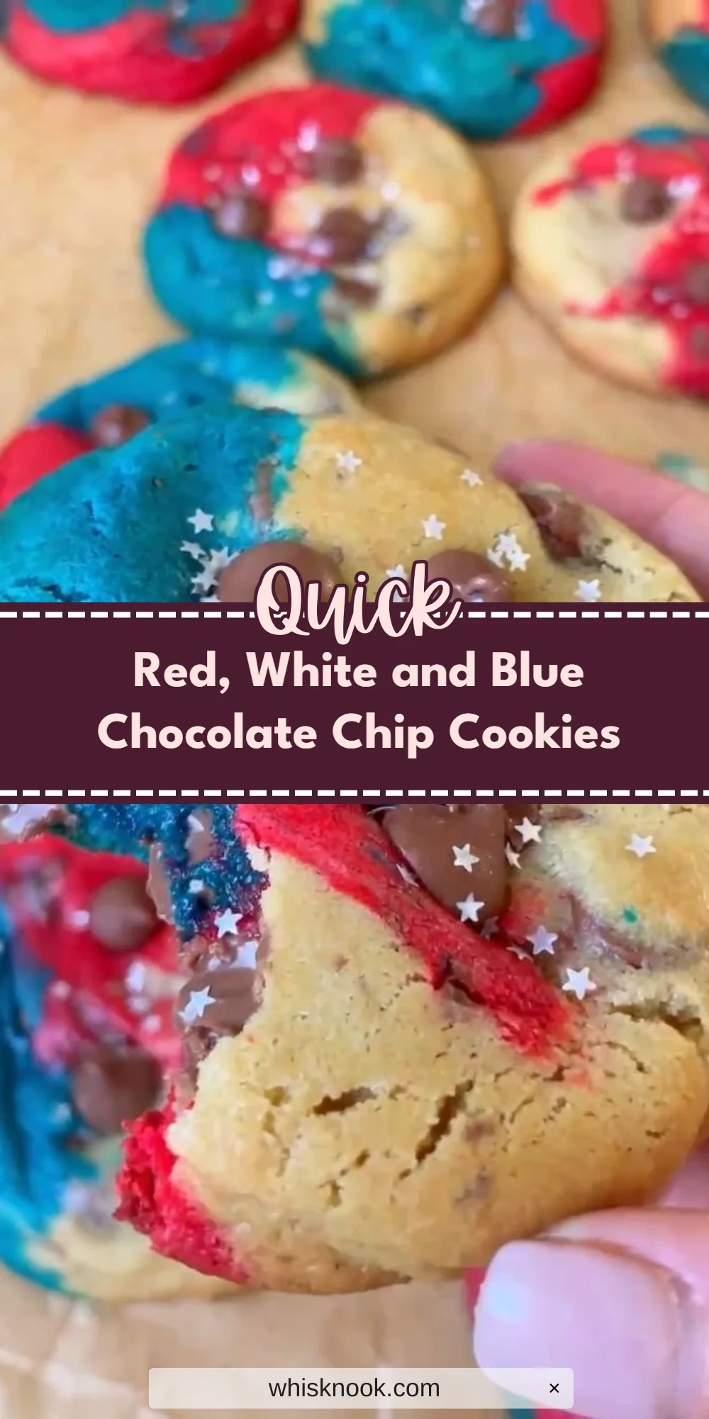 Red, White and Blue Chocolate Chip Cookies