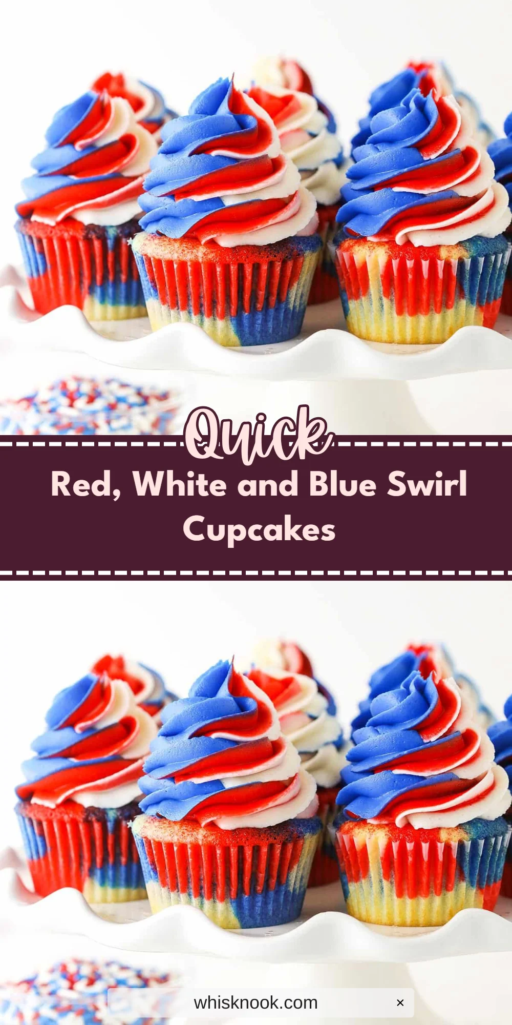 Red, White and Blue Swirl Cupcakes