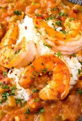 Delicious Shrimp Étouffée served over rice in a bowl