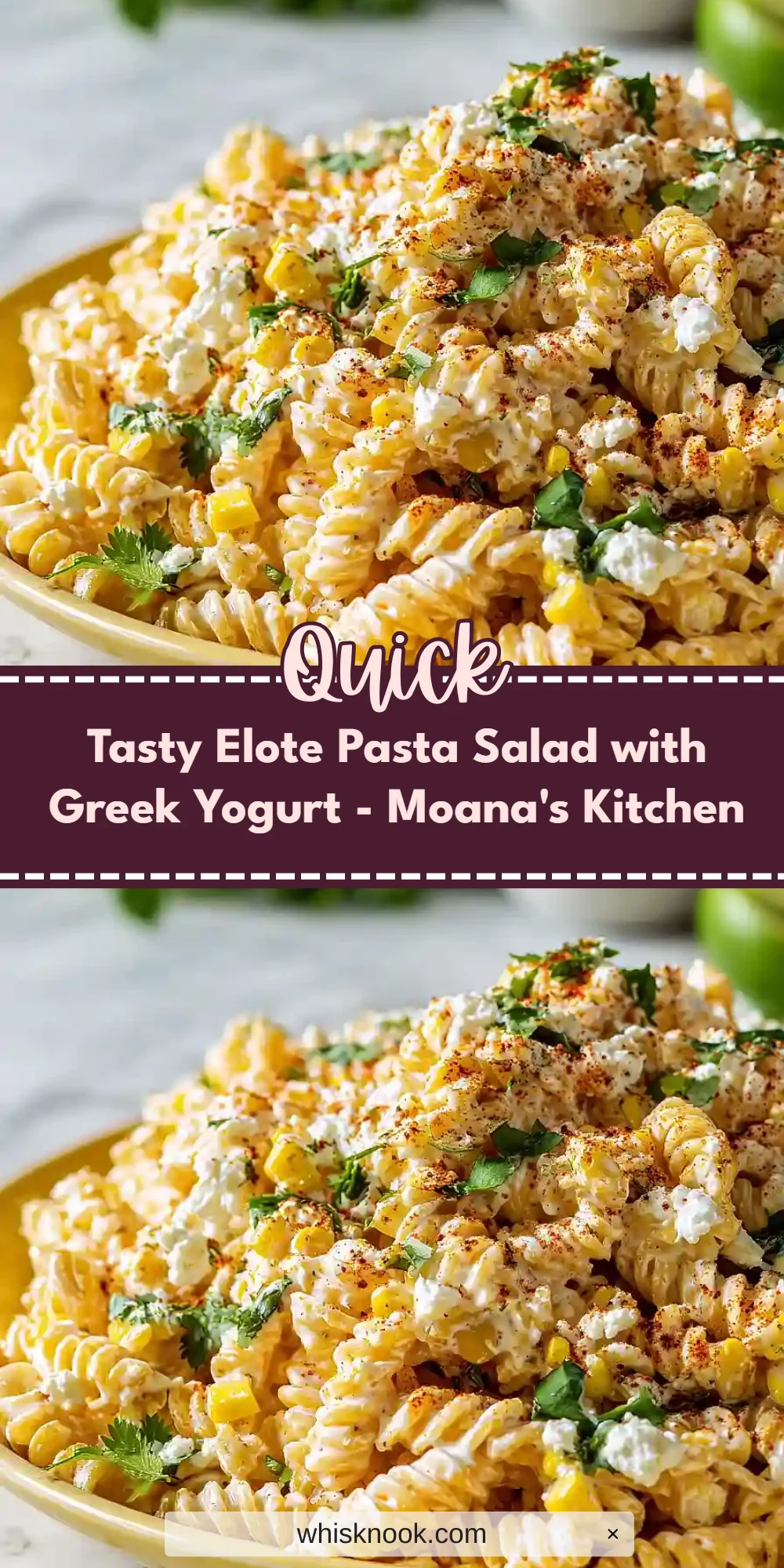Tasty Elote Pasta Salad with Greek Yogurt - Moana's Kitchen