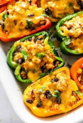 Delicious taco stuffed peppers filled with seasoned meat and cheese
