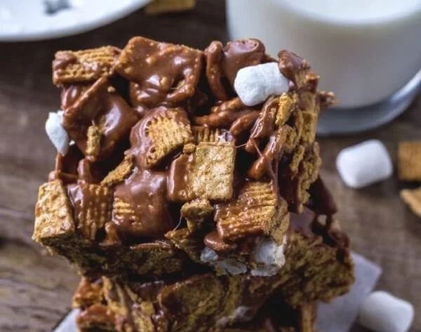 Delicious Golden Grahams S'Mores Bars featuring layers of chocolate and marshmallows
