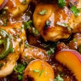 Grilled jalapeno peach chicken with vibrant colors and fresh ingredients