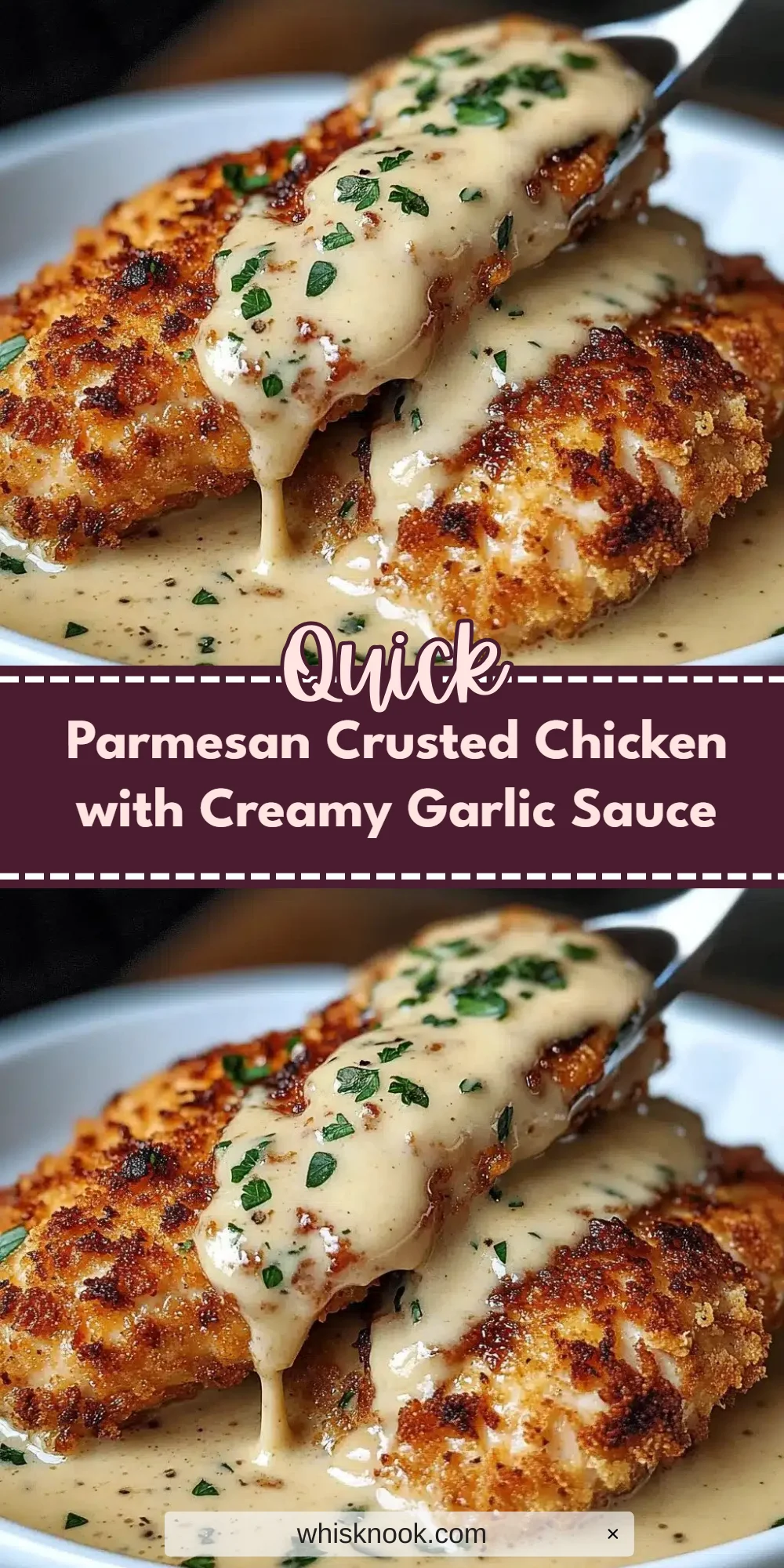 Parmesan Crusted Chicken with Creamy Garlic Sauce